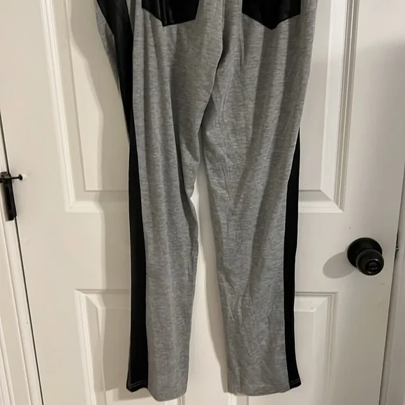 Gray sweatpants with vegan leather black accents - Picture 6 of 6
